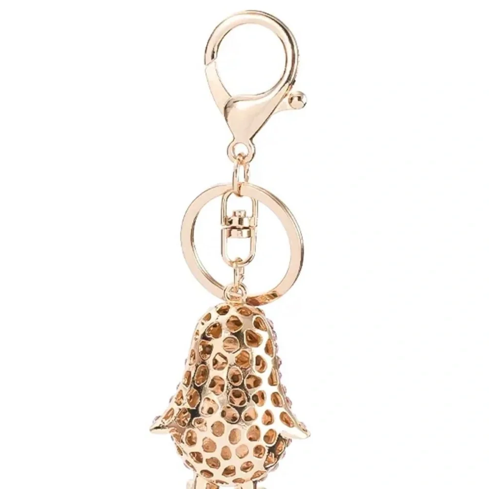 Crystal Penguin Keychain Charm - Pink